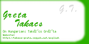 greta takacs business card